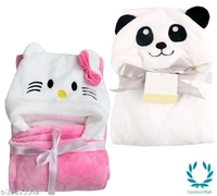Premium Hooded Microfiber Baby Wrapper  for all season Towel IN PINK And BLUE  - 0-6 Months New Born Baby